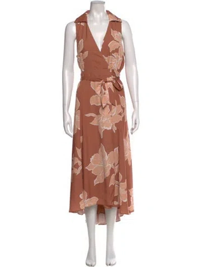 Pre-owned Hutch Floral Print Long Dress In Neutral