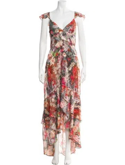 Pre-owned Hutch Floral Print Long Dress In Neutrals