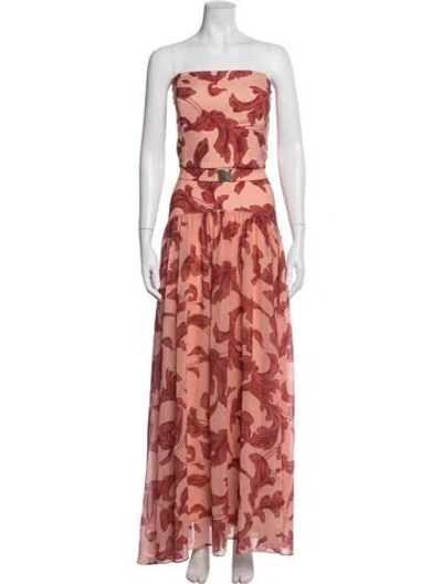 Pre-owned Hutch Floral Print Long Dress In Orange