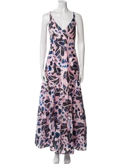 Pre-owned Hutch Floral Print Long Dress In Pink