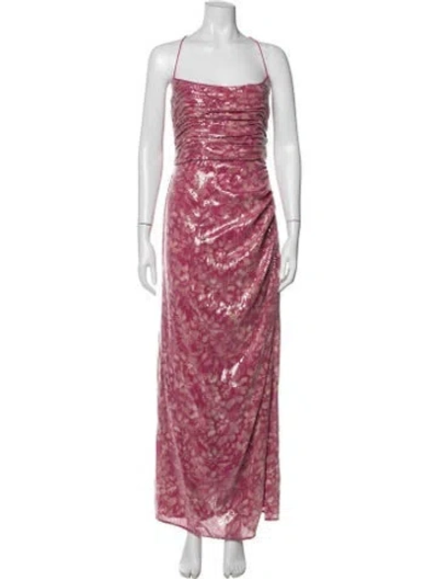 Pre-owned Hutch Floral Print Long Dress In Pink