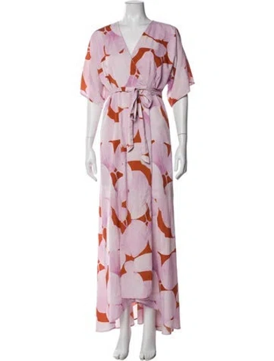 Pre-owned Hutch Floral Print Long Dress In Purple