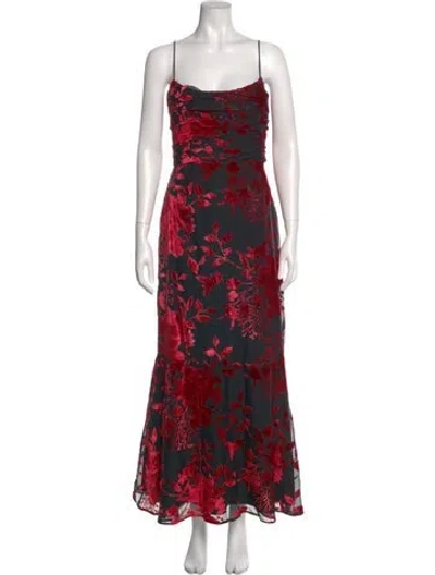 Pre-owned Hutch Floral Print Long Dress In Red