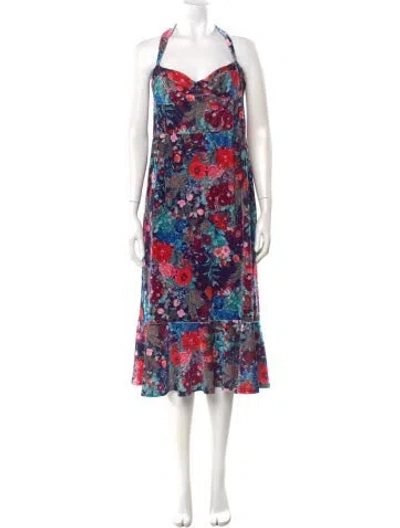 Pre-owned Hutch Floral Print Long Dress In Red