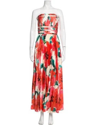 Pre-owned Hutch Floral Print Long Dress In Red
