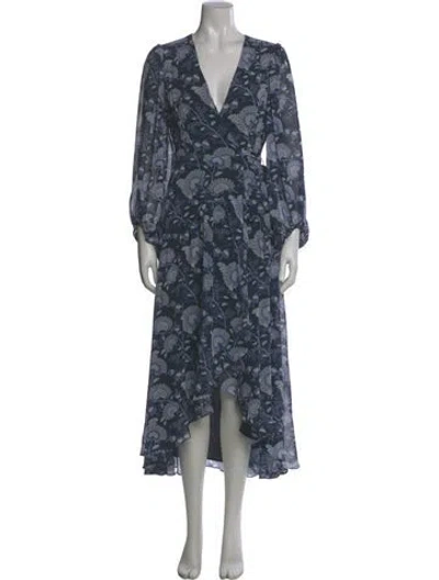 Pre-owned Hutch Floral Print Long Dress W/ Tags In Blue