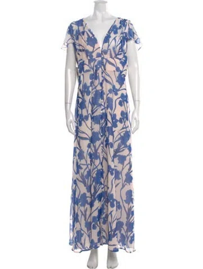 Pre-owned Hutch Floral Print Long Dress W/ Tags In Blue