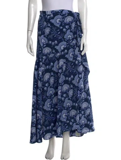 Pre-owned Hutch Floral Print Long Skirt In Blue