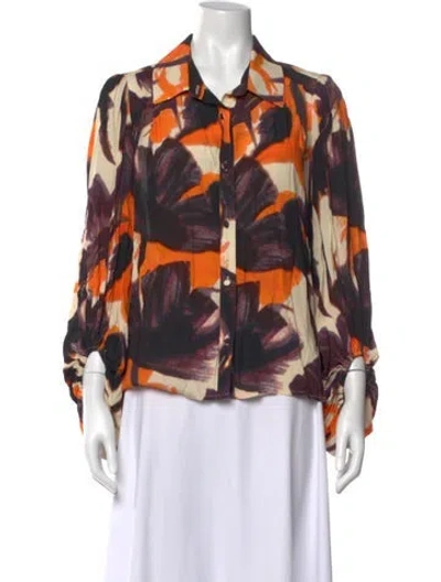 Pre-owned Hutch Floral Print Long Sleeve Blouse In Multicolor