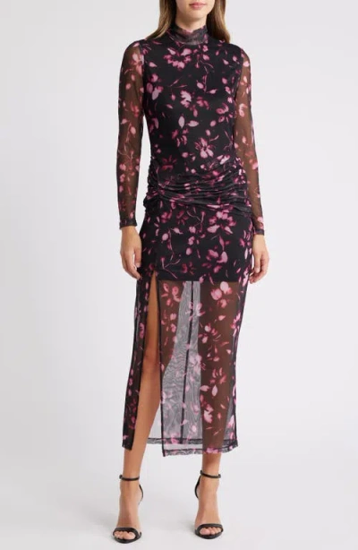 Hutch Floral Print Long Sleeve Dress In Black
