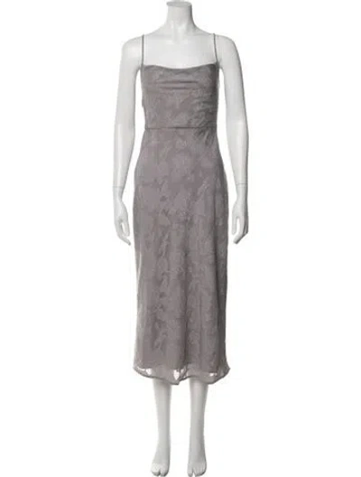 Pre-owned Hutch Floral Print Midi Length Dress In Gray