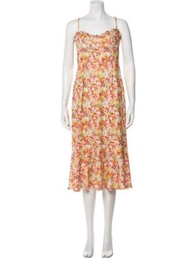 Pre-owned Hutch Floral Print Midi Length Dress In Multi
