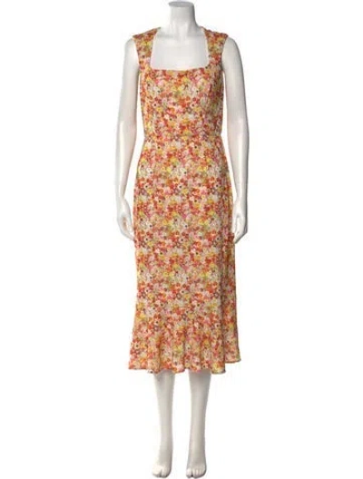 Pre-owned Hutch Floral Print Midi Length Dress In Multi
