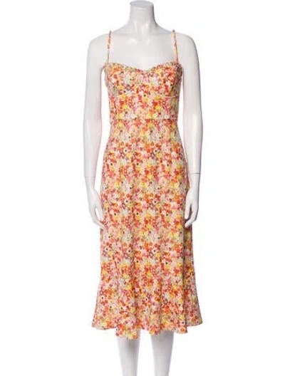 Pre-owned Hutch Floral Print Midi Length Dress In Multi