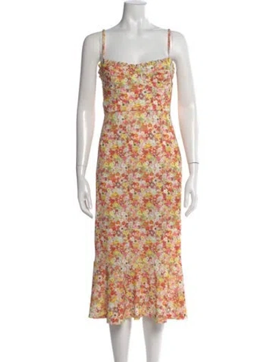 Pre-owned Hutch Floral Print Midi Length Dress In Multi