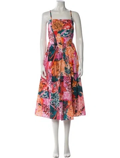 Pre-owned Hutch Floral Print Midi Length Dress In Pink