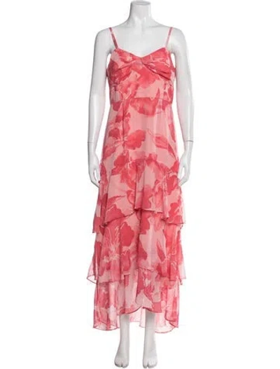 Pre-owned Hutch Floral Print Midi Length Dress In Pink
