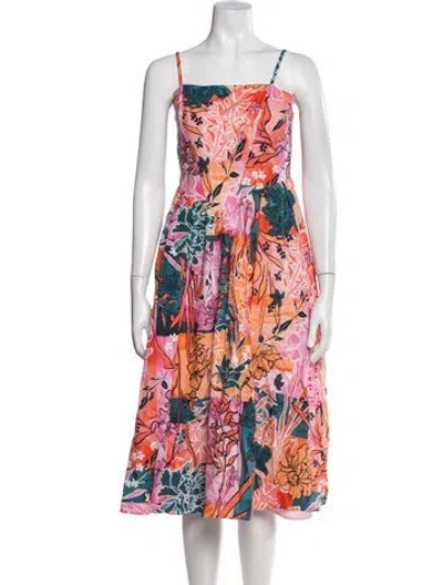Pre-owned Hutch Floral Print Midi Length Dress In Pink