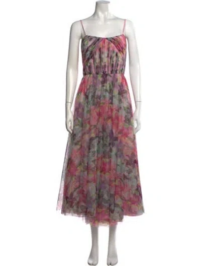 Pre-owned Hutch Floral Print Midi Length Dress In Pink