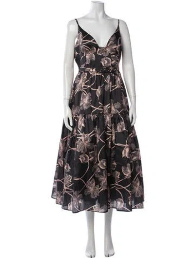 Pre-owned Hutch Floral Print Midi Length Dress W/ Tags In Black