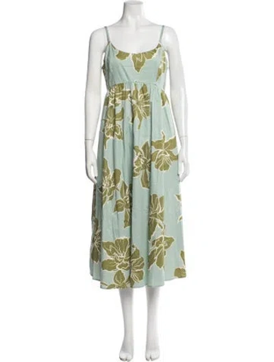 Pre-owned Hutch Floral Print Midi Length Dress W/ Tags In Green