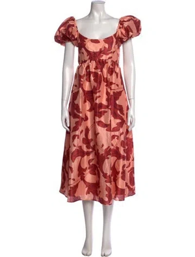 Pre-owned Hutch Floral Print Midi Length Dress W/ Tags In Red