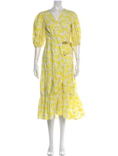 Pre-owned Hutch Floral Print Midi Length Dress In White