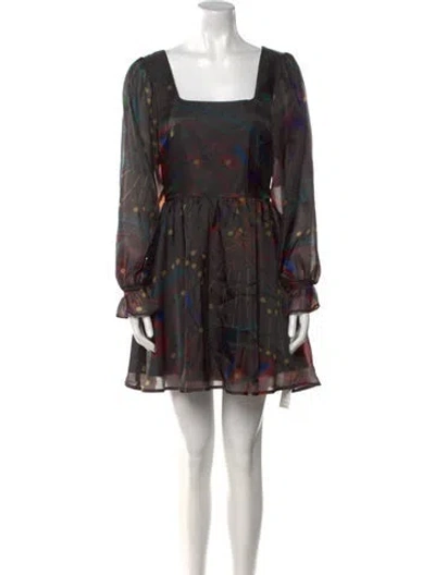 Pre-owned Hutch Floral Print Mini Dress In Black