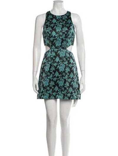 Pre-owned Hutch Floral Print Mini Dress In Black