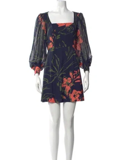 Pre-owned Hutch Floral Print Mini Dress In Blue