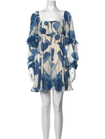 Pre-owned Hutch Floral Print Mini Dress In Blue