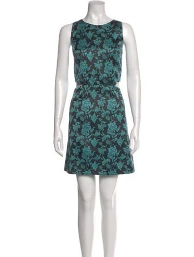 Pre-owned Hutch Floral Print Mini Dress In Green