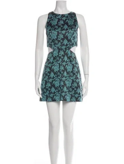 Pre-owned Hutch Floral Print Mini Dress In Green