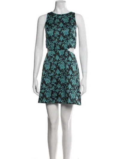 Pre-owned Hutch Floral Print Mini Dress In Green