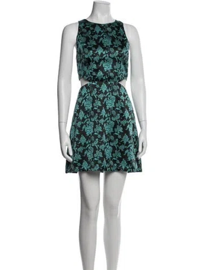 Pre-owned Hutch Floral Print Mini Dress In Green