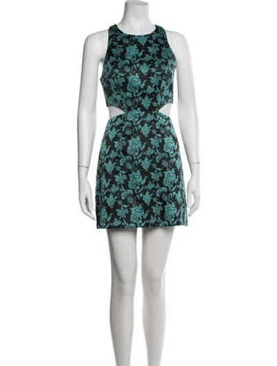 Pre-owned Hutch Floral Print Mini Dress In Green