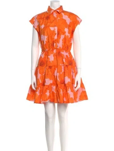 Pre-owned Hutch Floral Print Mini Dress In Orange