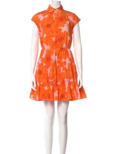 Pre-owned Hutch Floral Print Mini Dress In Orange