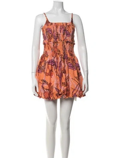 Pre-owned Hutch Floral Print Mini Dress In Orange
