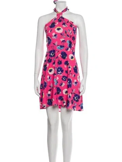 Pre-owned Hutch Floral Print Mini Dress In Pink
