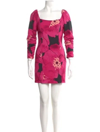 Pre-owned Hutch Floral Print Mini Dress In Pink