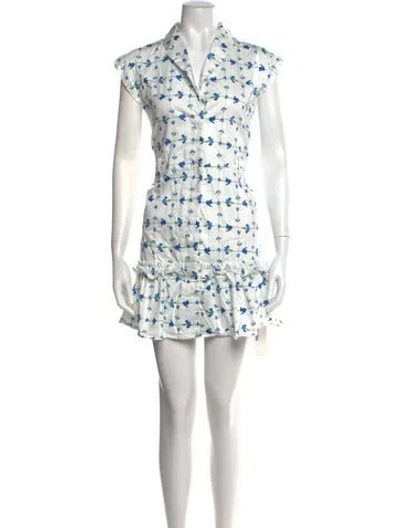 Pre-owned Hutch Floral Print Mini Dress In White
