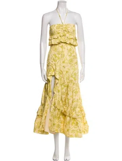Pre-owned Hutch Floral Print Mini Dress In Yellow