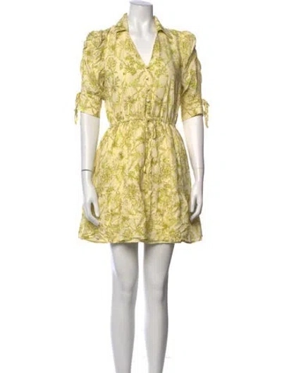 Pre-owned Hutch Floral Print Mini Dress In Yellow
