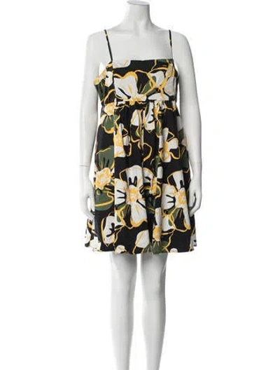 Pre-owned Hutch Floral Print Square Neckline Jumpsuit In Black