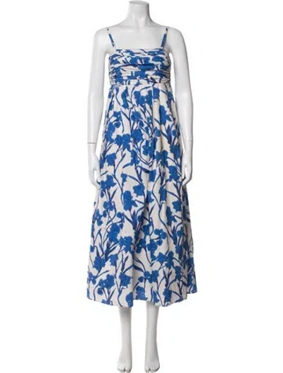 Pre-owned Hutch Floral Print Square Neckline Jumpsuit In Blue