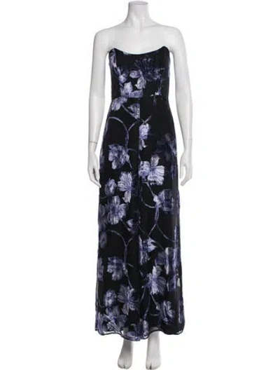 Pre-owned Hutch Floral Print Strapless Jumpsuit W/ Tags In Blue