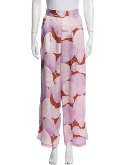 Pre-owned Hutch Floral Print Wide Leg Pants In Purple