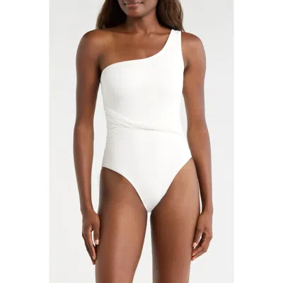 Hutch Floral Twist Front One-shoulder One-piece Swimsuit In White