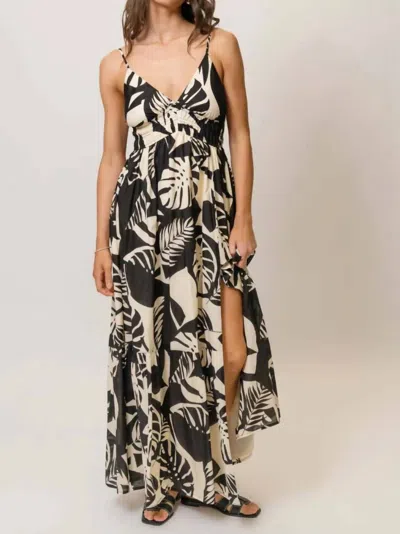 Hutch Flores Maxi Dress In Black/ivory In Multi